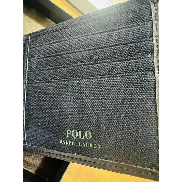 Polo Ralph Lauren Men's Equestrian Polo Player Print Canvas Billfold Wallet - Picture 13 of 15